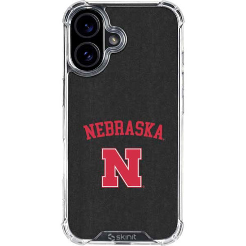 University of Nebraska Collegiate Text Black iPhone 17 Clear Case