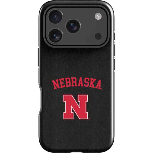 University of Nebraska Collegiate Text Black iPhone 18 Pro Impact Case