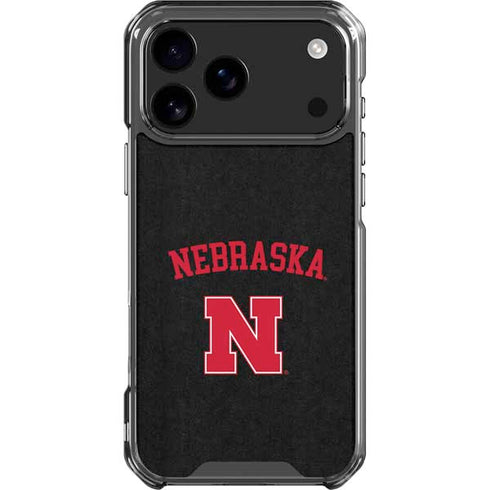 University of Nebraska Collegiate Text Black iPhone 18 Pro Max Clear Case