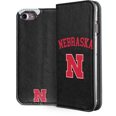 University of Nebraska Collegiate Text Black iPhone 7 Folio Case