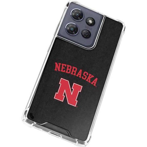 University of Nebraska Collegiate Text Black Moto G 5G (2025) Clear Case