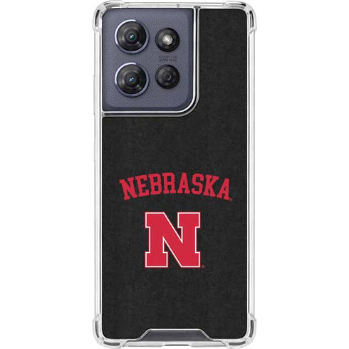 University of Nebraska Collegiate Text Black Moto G Play 5G (2025) Clear Case