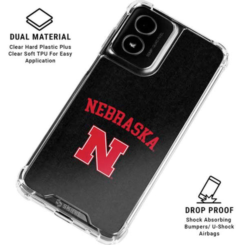 University of Nebraska Collegiate Text Black Moto G Power 5G (2024) Clear Case