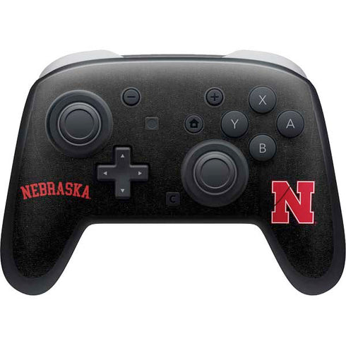 University of Nebraska Collegiate Text Black Nintendo Switch 2 (2025) Pro Controller Skin