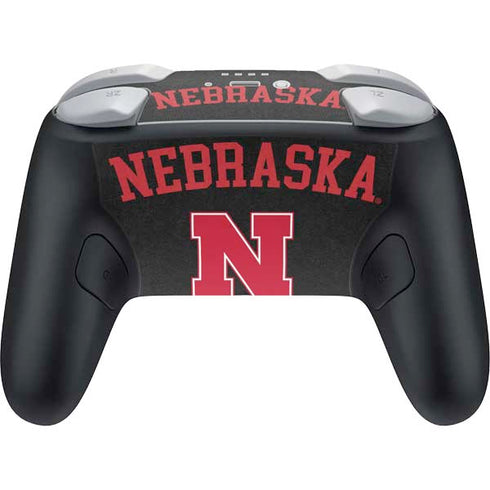 University of Nebraska Collegiate Text Black Nintendo Switch 2 (2025) Pro Controller Skin