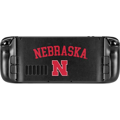 University of Nebraska Collegiate Text Black Steam Deck Handheld Gaming Computer OLED Skin
