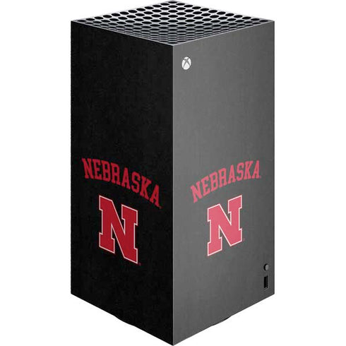 University of Nebraska Collegiate Text Black XBox Series X Digital Edition Console Skin