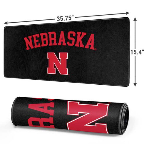 University of Nebraska Collegiate Text Black Gaming Mouse Pad