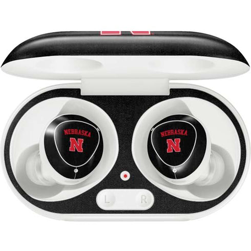 University of Nebraska Collegiate Text Black Galaxy Buds Plus Skin