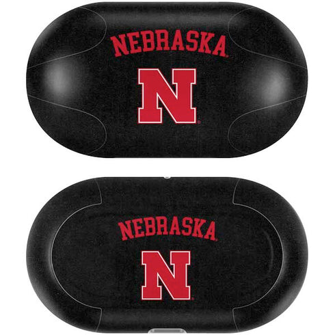 University of Nebraska Collegiate Text Black Galaxy Buds Plus Skin