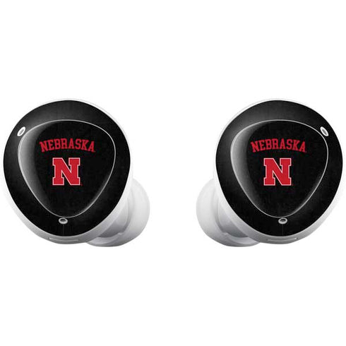 University of Nebraska Collegiate Text Black Galaxy Buds Plus Skin