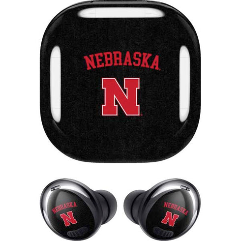 University of Nebraska Collegiate Text Black Galaxy Buds Pro Skin