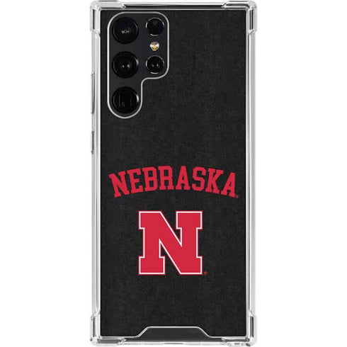 University of Nebraska Collegiate Text Black Galaxy S23 Ultra Clear Case
