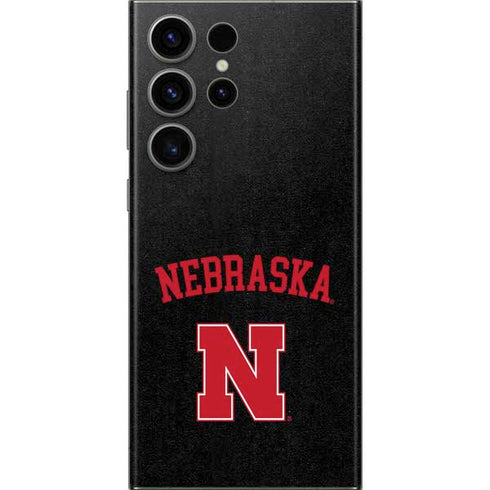 University of Nebraska Collegiate Text Black Galaxy Skins