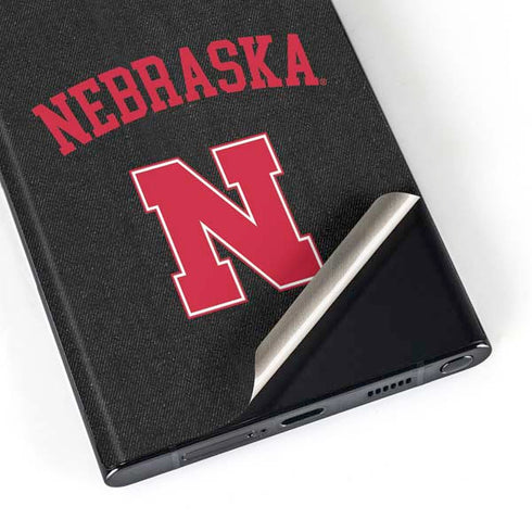 University of Nebraska Collegiate Text Black Galaxy Skins