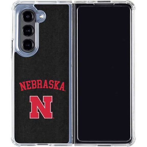 University of Nebraska Collegiate Text Black Galaxy Z Fold5 5G Clear Case