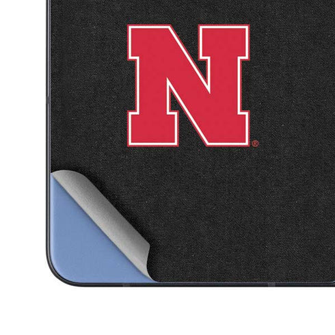 University of Nebraska Collegiate Text Black Galaxy Z Fold5 5G Skin