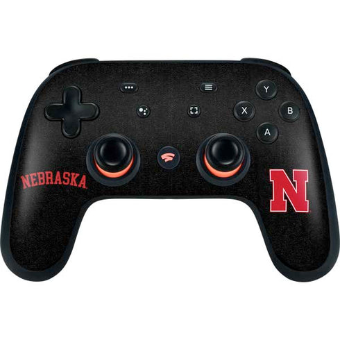University of Nebraska Collegiate Text Black Google Stadia Controller Skin