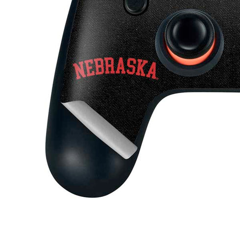 University of Nebraska Collegiate Text Black Google Stadia Controller Skin