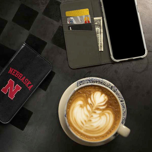 University of Nebraska Collegiate Text Black iPhone 15 Plus Folio Case