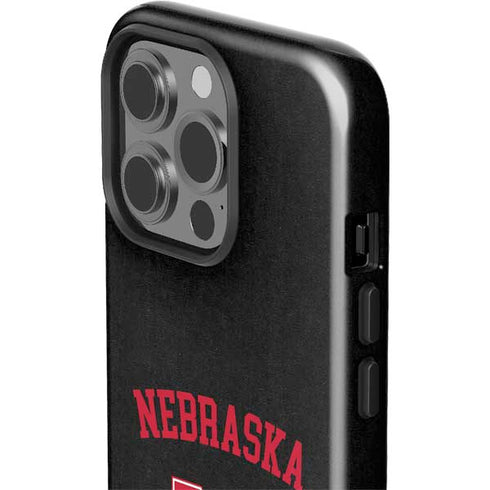 University of Nebraska Collegiate Text Black iPhone 15 Pro Impact Case