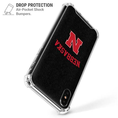 University of Nebraska Collegiate Text Black iPhone X/XS Clear Case