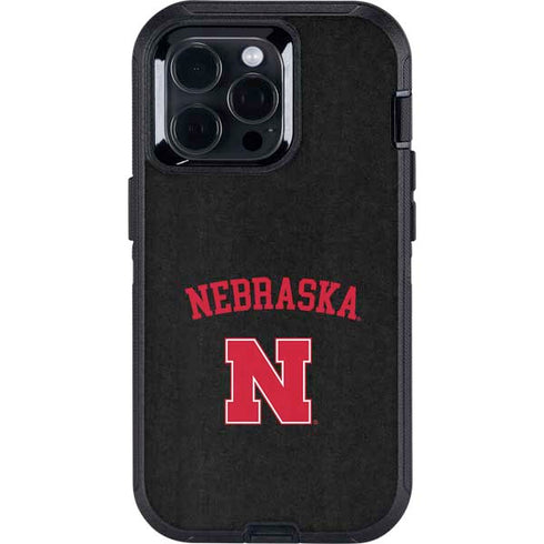 University of Nebraska Collegiate Text Black Otterbox Defender iPhone Skin