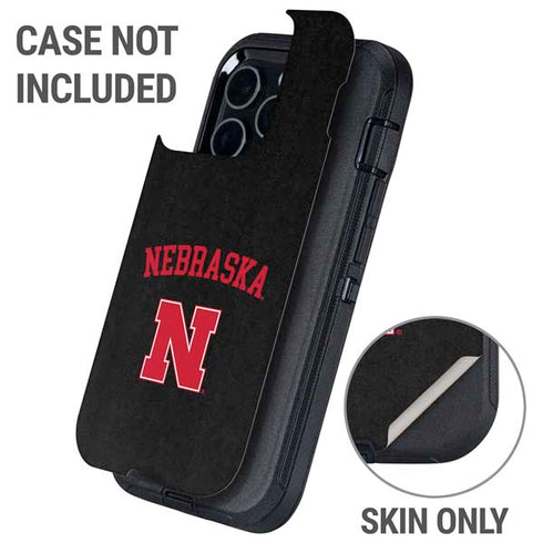 University of Nebraska Collegiate Text Black Otterbox Defender iPhone Skin