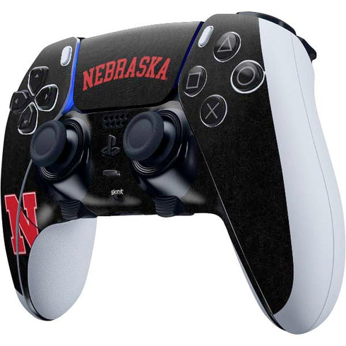 University of Nebraska Collegiate Text Black PS5 DualSense Edge Pro Controller Skin