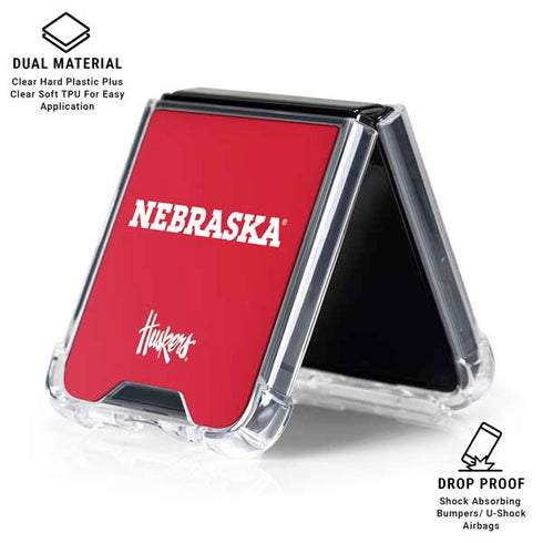 University of Nebraska Red Galaxy Z Flip7 Clear Case