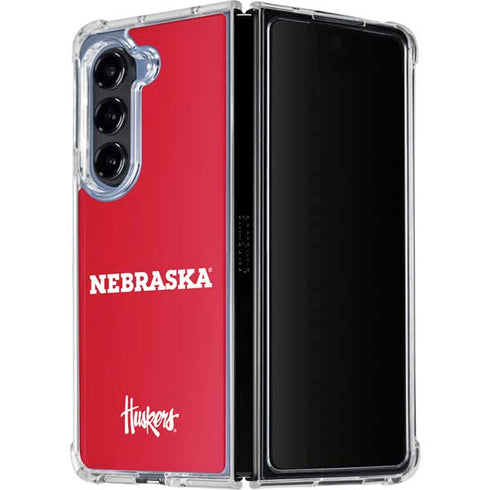 University of Nebraska Red Galaxy Z Fold5 5G Clear Case