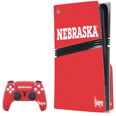 University of Nebraska Red PS5 Pro Disk Bundle Skin