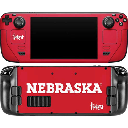 University of Nebraska Red Steam Deck Handheld Gaming Computer OLED Skin