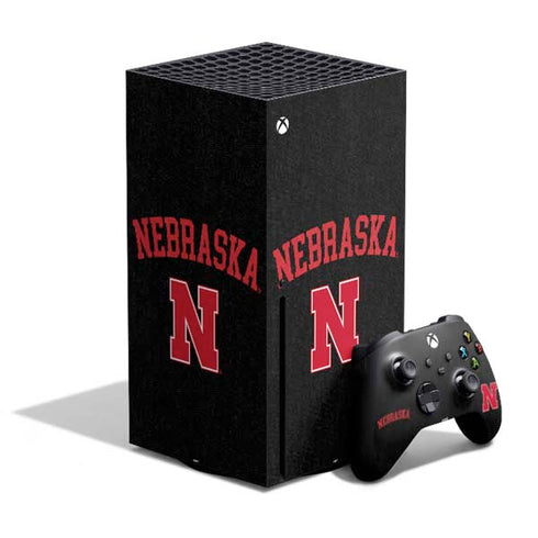 University of Nebraska Collegiate Text Black Xbox Series X Skins