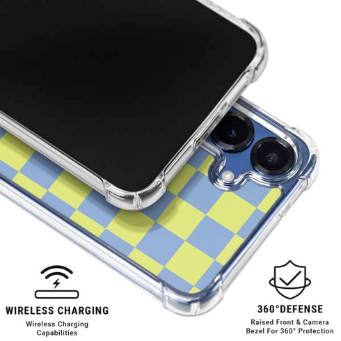 Neon Checkered Galaxy S25 Clear Case