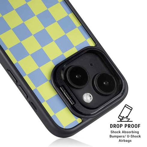 Neon Checkered iPhone 14 Kickstand Case