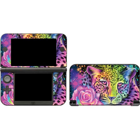 Neon Rainbow Cheetah with Rose by Sheena Pike Nintendo Skins