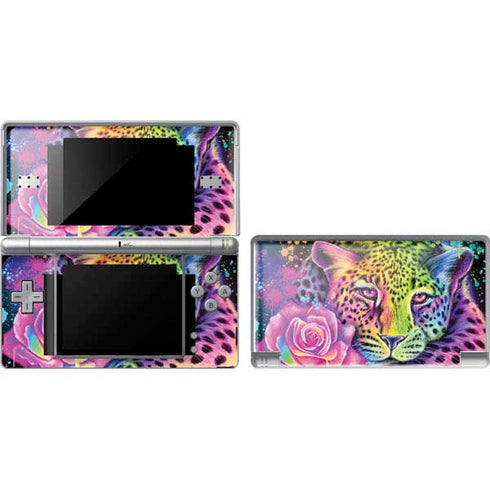 Neon Rainbow Cheetah with Rose by Sheena Pike Nintendo Skins