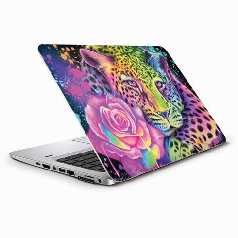Neon Rainbow Cheetah with Rose by Sheena Pike HP Elitebook Skin