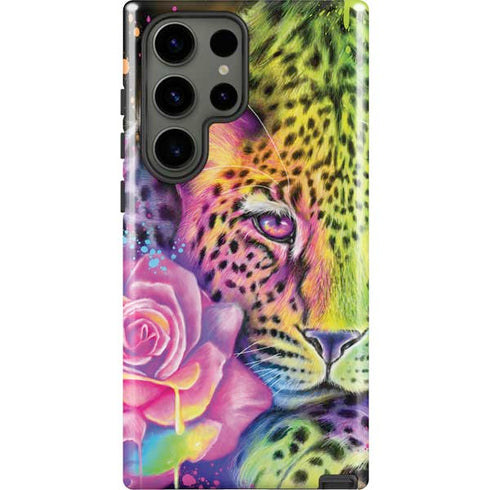 Neon Rainbow Cheetah with Rose by Sheena Pike Galaxy S23 Ultra Pro Case