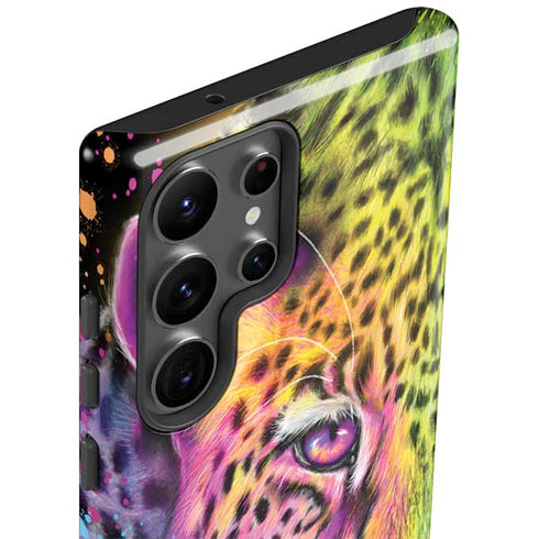 Neon Rainbow Cheetah with Rose by Sheena Pike Galaxy S23 Ultra Pro Case