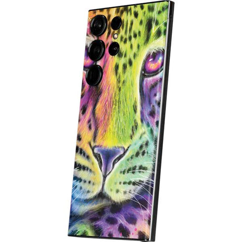 Neon Rainbow Cheetah with Rose by Sheena Pike Galaxy Skins