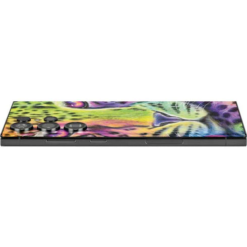 Neon Rainbow Cheetah with Rose by Sheena Pike Galaxy Skins