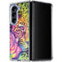 Neon Rainbow Cheetah with Rose by Sheena Pike Galaxy Z Fold5 5G Clear Case