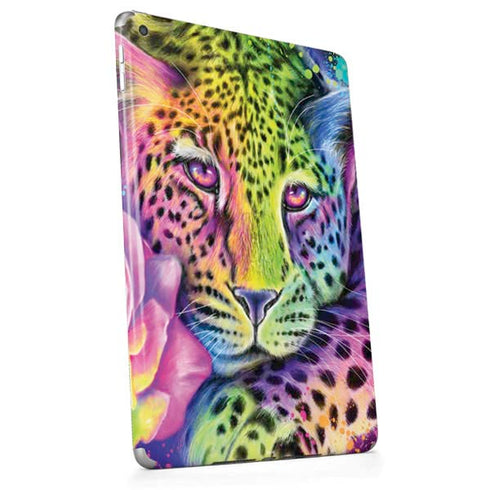 Neon Rainbow Cheetah with Rose by Sheena Pike Apple iPad Skin