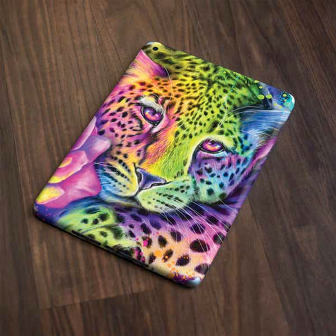 Neon Rainbow Cheetah with Rose by Sheena Pike Apple iPad Skin