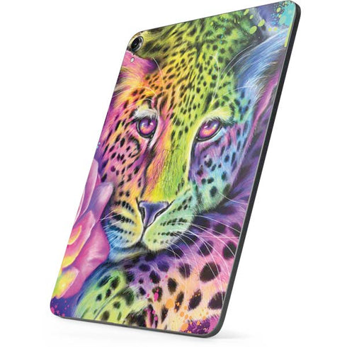 Neon Rainbow Cheetah with Rose by Sheena Pike Apple iPad Pro Skin