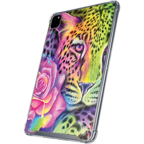 Neon Rainbow Cheetah with Rose by Sheena Pike iPad Cases