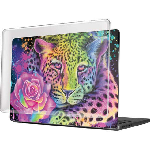 Neon Rainbow Cheetah with Rose by Sheena Pike MacBook Pro 14in (2021-24) Case plus Skin