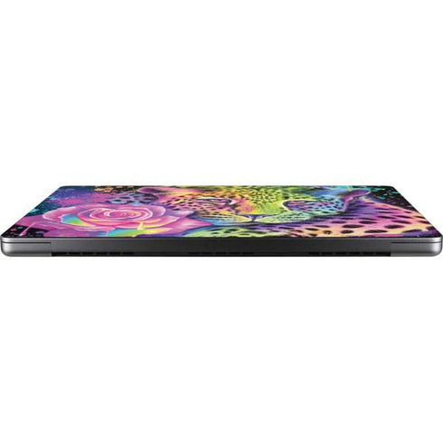 Neon Rainbow Cheetah with Rose by Sheena Pike Apple MacBook Pro 14-inch Skin